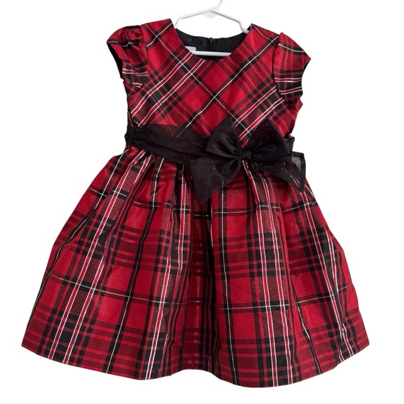 Bonnie Jean Red Plaid Christmas Dress Toddler Girls 4T - Picture 1 of 3